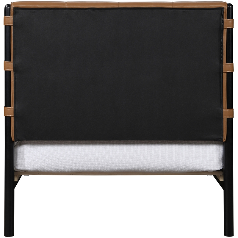 Pemberly Row Modern Mid-Century Soft Cognac Vegan Leather Twin Bed