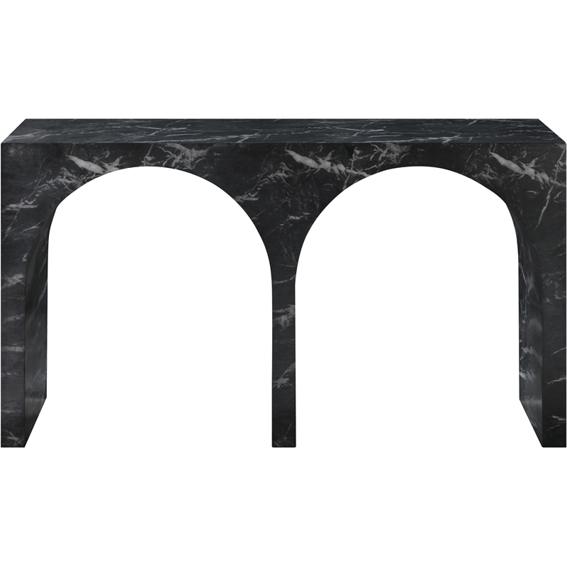 Pemberly Row Modern / Contemporary Black Marble Finish Console Table