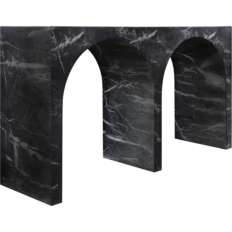 Pemberly Row Modern / Contemporary Black Marble Finish Console Table