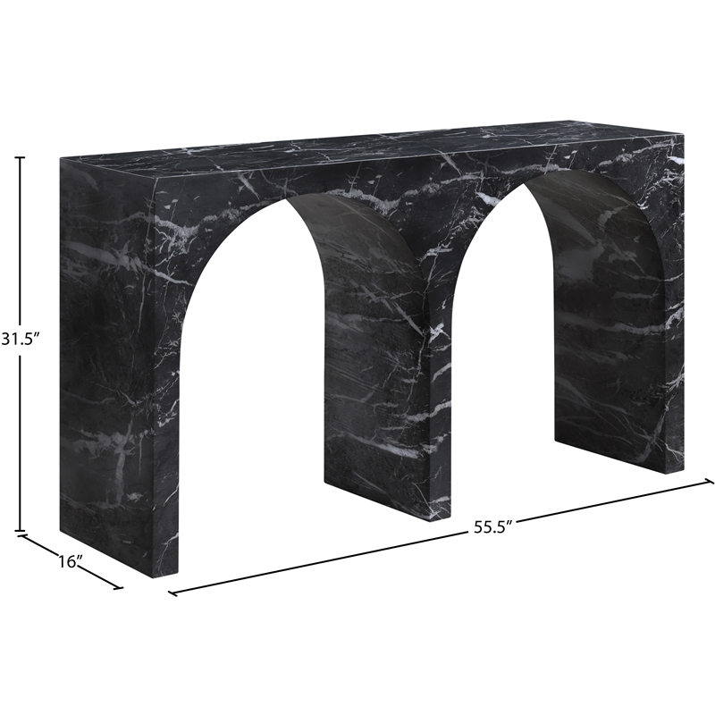 Pemberly Row Modern / Contemporary Black Marble Finish Console Table