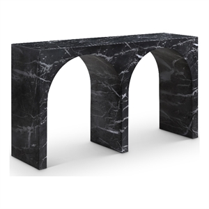 Pemberly Row Modern / Contemporary Black Marble Finish Console Table