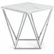 Pemberly Row Contemporary Genuine Marble End Table in Chrome