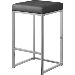 Pemberly Row 26.5&quotH Leather Counter Stool in Gray (Set of 2)
