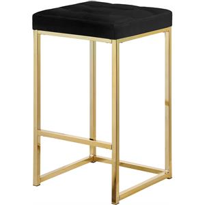 Pemberly Row 26.5&quotH Velvet Counter Stool in Black (Set of 2)