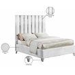 Pemberly Row Modern Solid Wood and Velvet Queen Bed in White