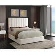 Pemberly Row Contemporary Metal and Velvet King Bed in Cream