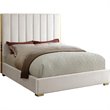 Pemberly Row Contemporary Metal and Velvet King Bed in Cream