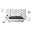 Pemberly Row Modern Solid Wood and Velvet Queen Bed in White