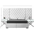 Pemberly Row Modern Solid Wood and Velvet Queen Bed in White