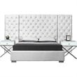 Pemberly Row Modern Solid Wood and Velvet Queen Bed in White