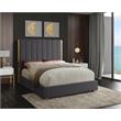 Pemberly Row Contemporary Metal and Velvet Queen Bed in Gray