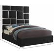 Pemberly Row Solid Wood and Vegan Leather Queen Bed in Black