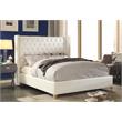 Pemberly Row Solid Wood and Vegan Leather Queen Bed in White