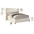 Pemberly Row Solid Wood and Vegan Leather Queen Bed in White