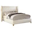 Pemberly Row Solid Wood and Vegan Leather Queen Bed in White