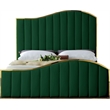 Pemberly Row Modern Solid Wood and Velvet Queen Bed in Green
