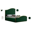 Pemberly Row Modern Solid Wood and Velvet Queen Bed in Green