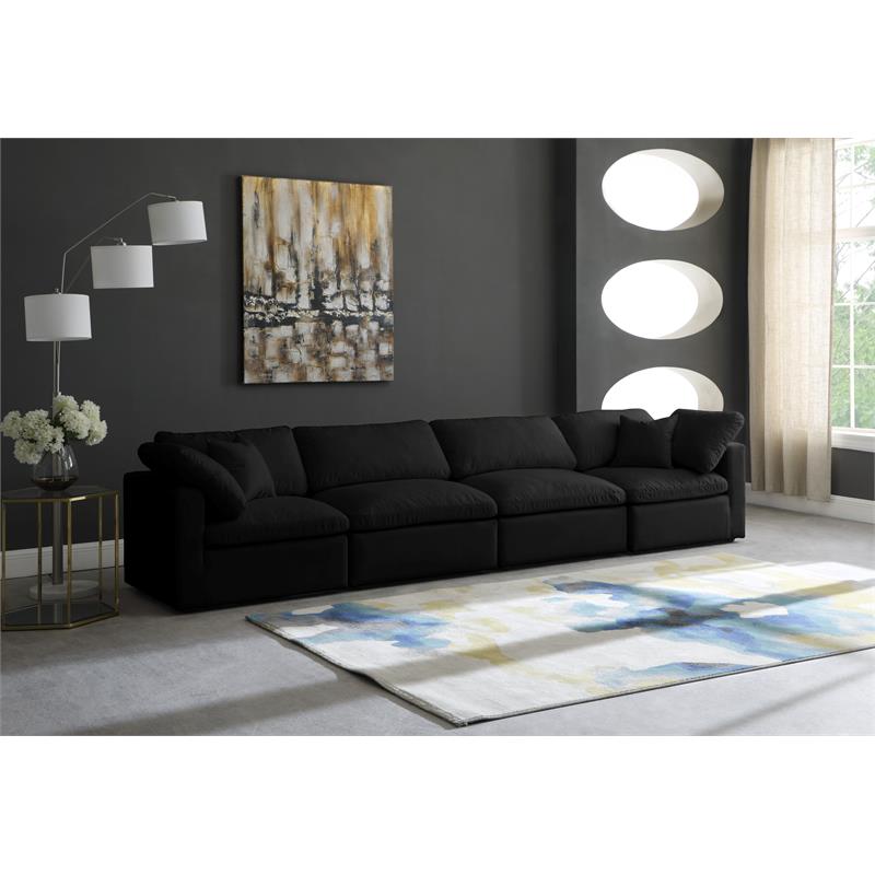Pemberly Row Contemporary Standard Black Velvet Modular Sofa