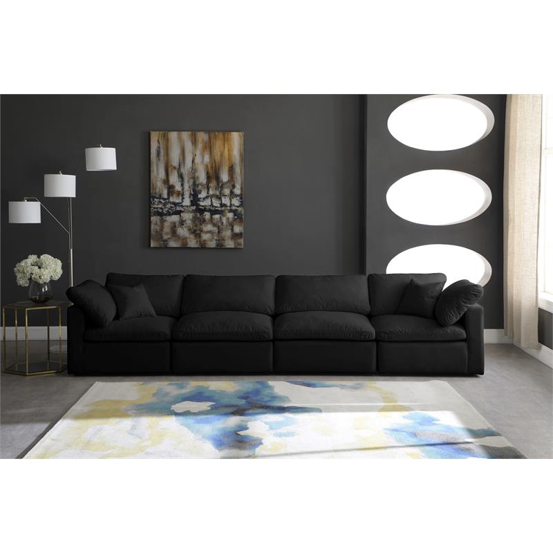 Pemberly Row Contemporary Standard Black Velvet Modular Sofa
