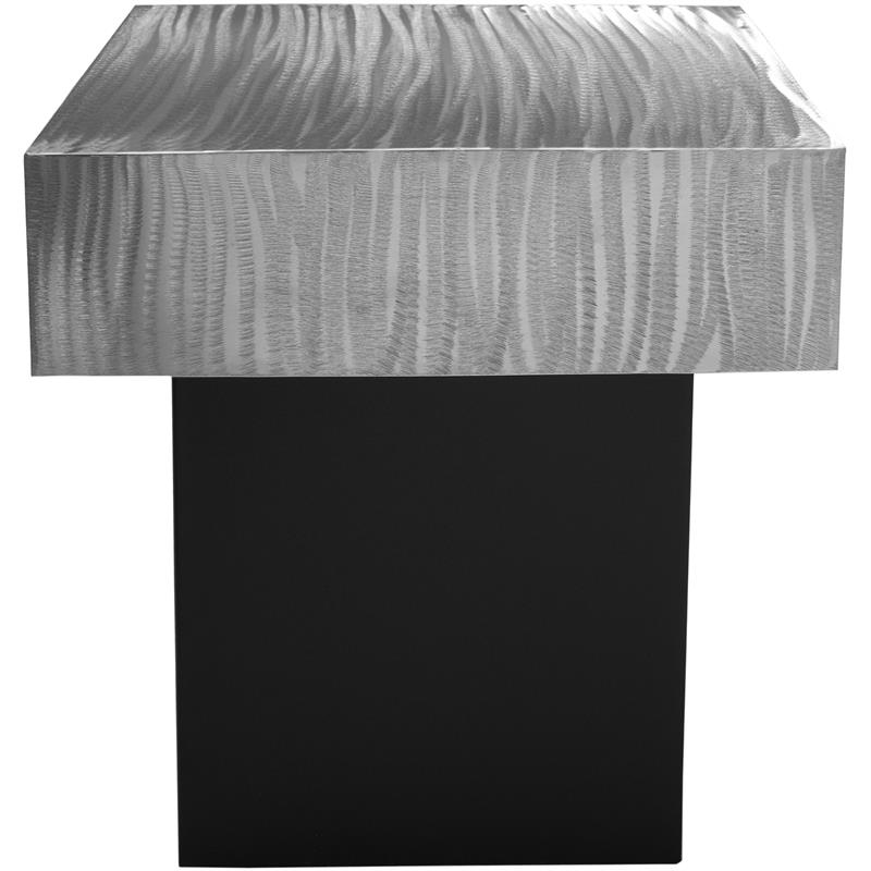 Pemberly Row Contemporary Textured Metal End Table in Chrome