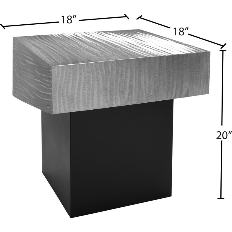 Pemberly Row Contemporary Textured Metal End Table in Chrome