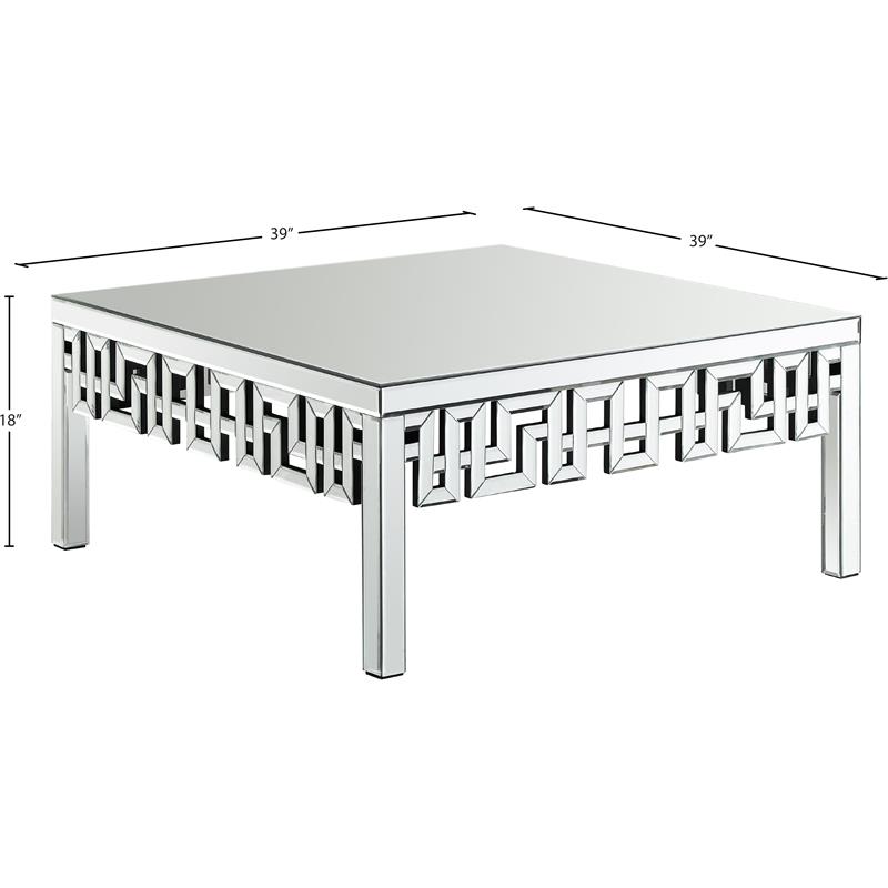 Pemberly Row Modern Mirrored Geometric Designed Coffee Table