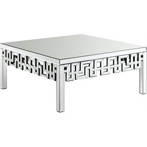 Pemberly Row Modern Mirrored Geometric Designed Coffee Table