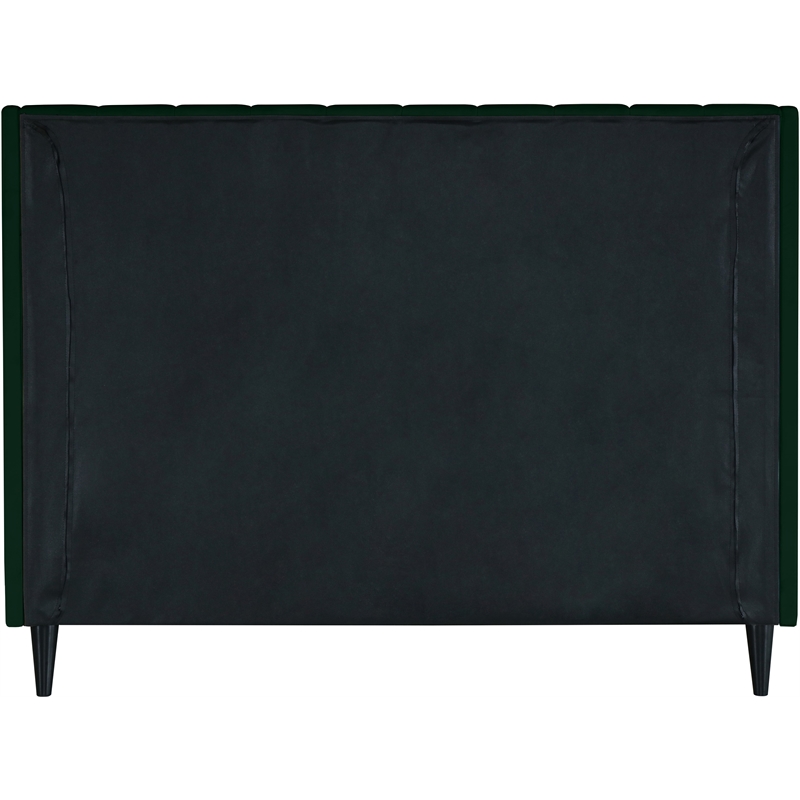 Pemberly Row Contemporary Green Velvet Upholstered Queen Bed