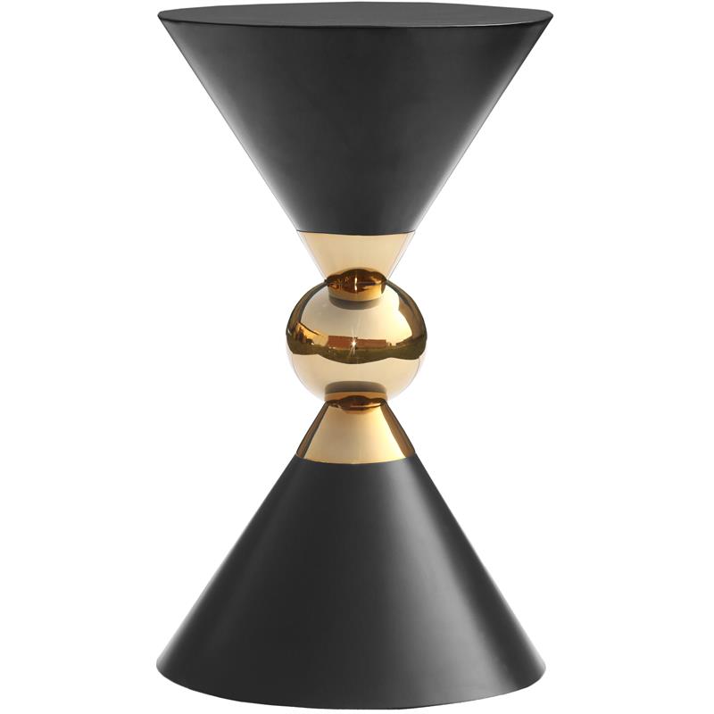 Pemberly Row Black and Gold Metal Hourglass Shaped End Table