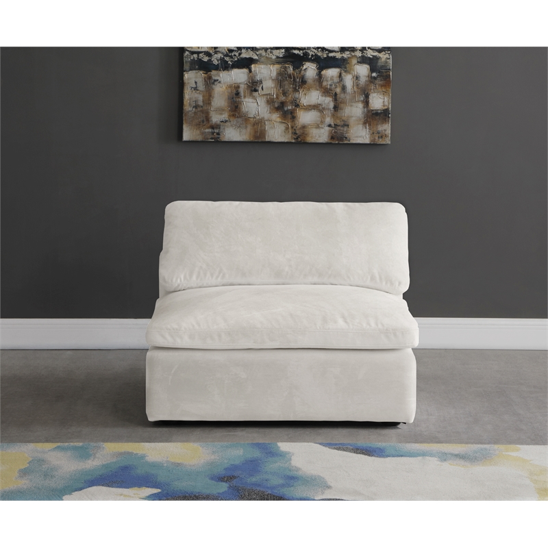 Pemberly Row Contemporary Cream Velvet Modular Armless Chair
