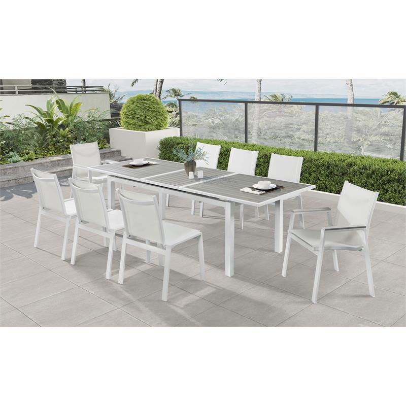 Pemberly Row Gray Wood Outdoor Patio Extendable Dining Table