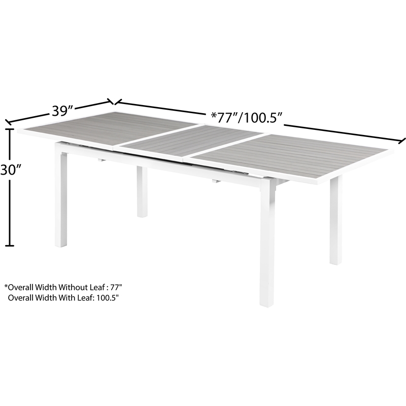 Pemberly Row Gray Wood Outdoor Patio Extendable Dining Table
