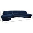 Pemberly Row Contemporary Soft Navy Velvet 3-Piece Sectional