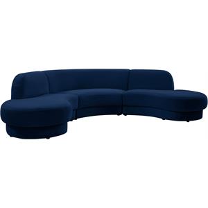 Pemberly Row Contemporary Soft Navy Velvet 3-Piece Sectional