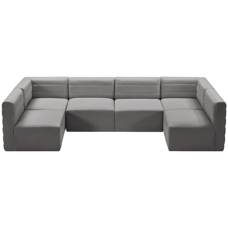 Pemberly Row Contemporary Soft Gray Velvet Modular Sectional