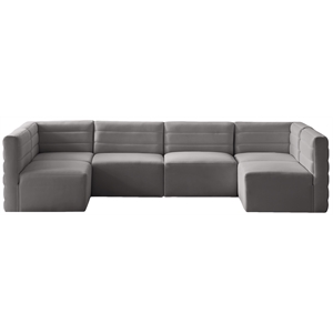 Pemberly Row Contemporary Soft Gray Velvet Modular Sectional