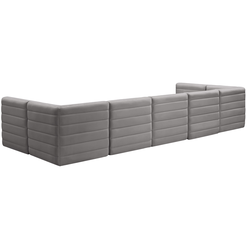 Pemberly Row Contemporary Soft Gray Velvet Modular Sectional