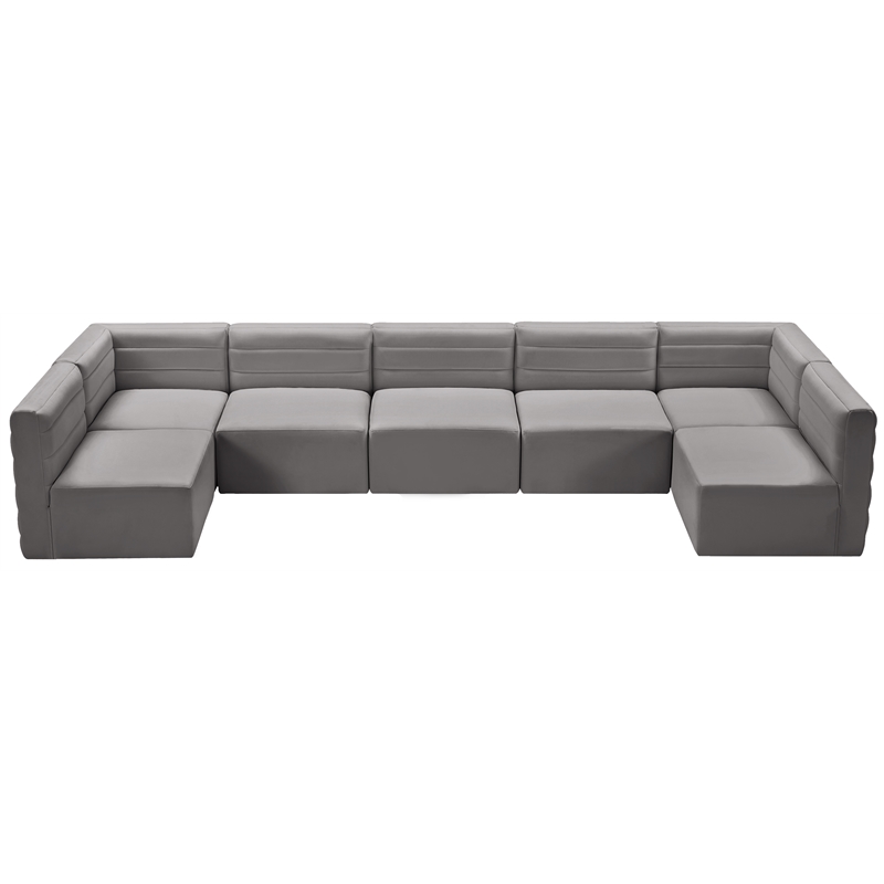 Pemberly Row Contemporary Soft Gray Velvet Modular Sectional