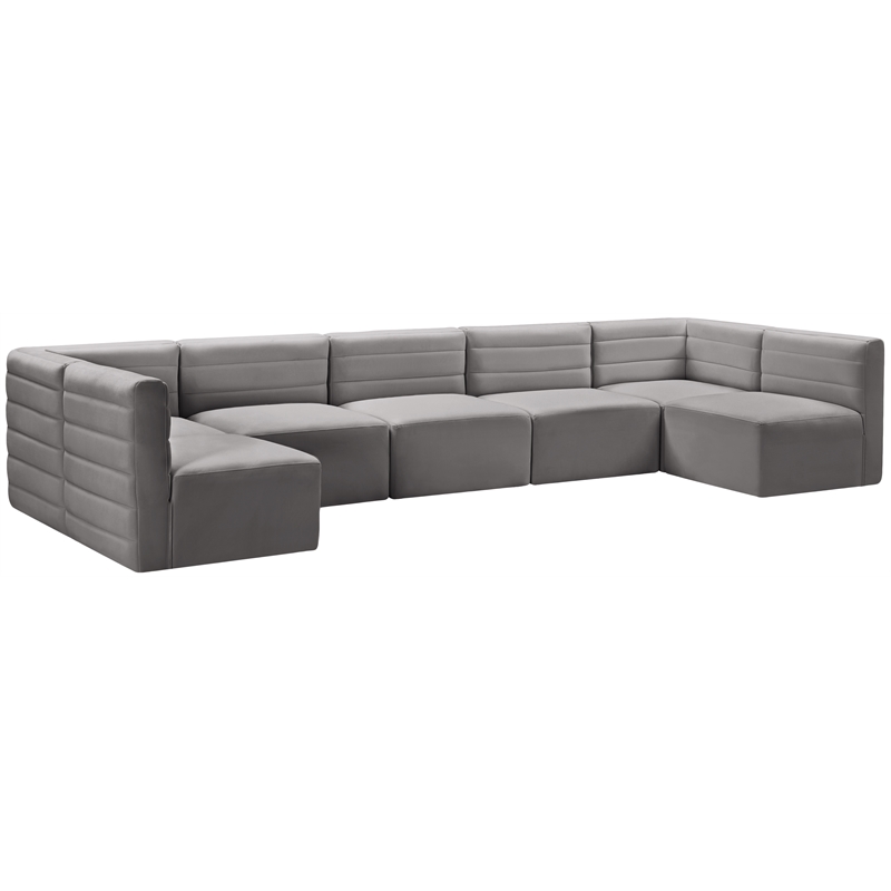 Pemberly Row Contemporary Soft Gray Velvet Modular Sectional