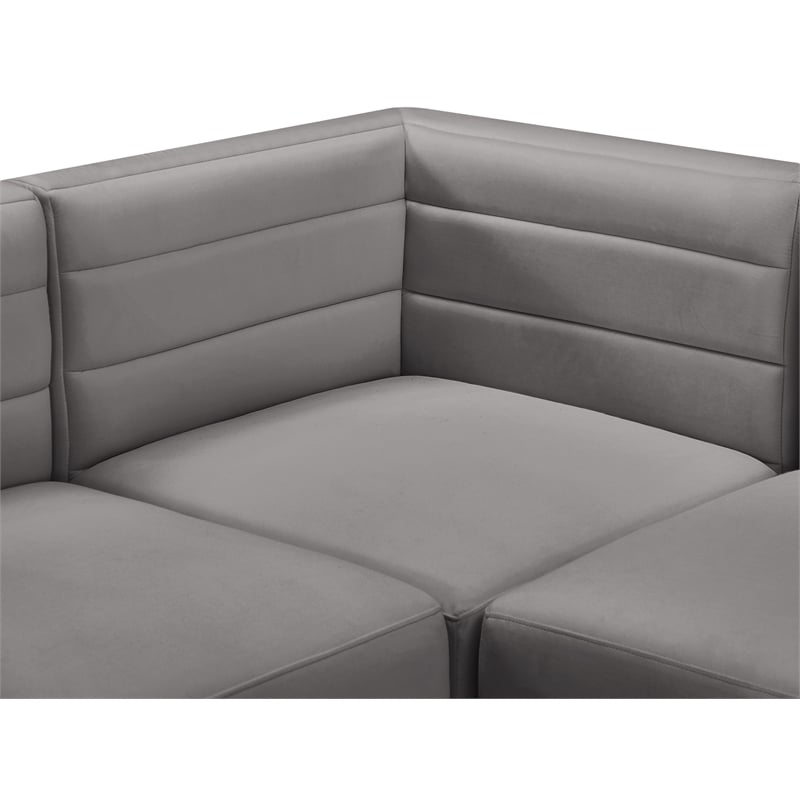 Pemberly Row Contemporary Soft Gray Velvet Modular Sectional