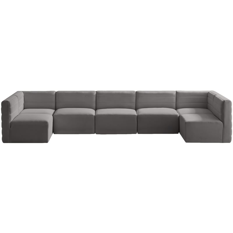 Pemberly Row Contemporary Soft Gray Velvet Modular Sectional
