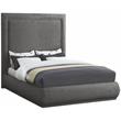 Pemberly Row Mid-Century Gray Linen Textured Fabric King Bed