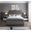 Pemberly Row Mid-Century Gray Linen Textured Fabric King Bed