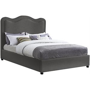 Pemberly Row Mid-Century Gray Linen Textured Fabric King Bed