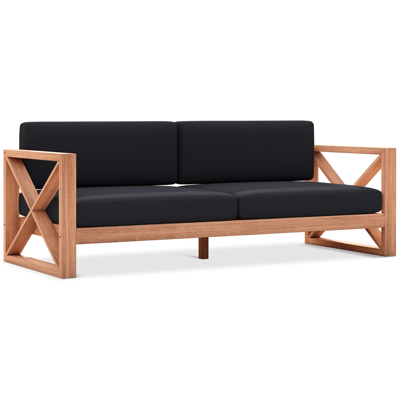 Pemberly Row Contemporary Black Water Resisting Outdoor Sofa