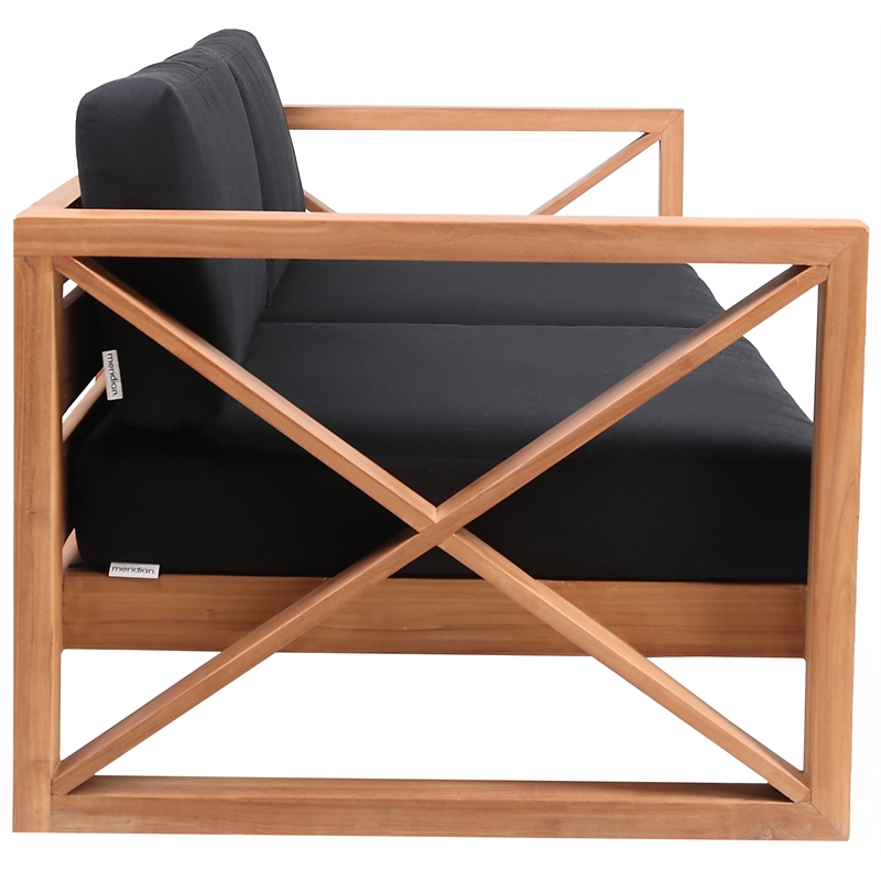 Pemberly Row Contemporary Black Water Resisting Outdoor Sofa