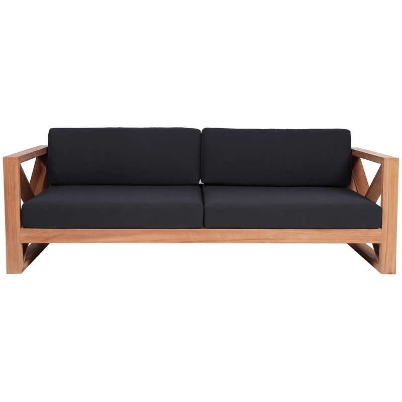 Pemberly Row Contemporary Black Water Resisting Outdoor Sofa