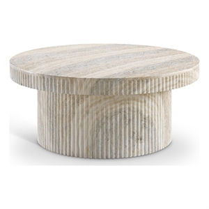 Pemberly Row Travertine Indoor/Outdoor Concrete Coffee Table