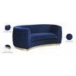 Pemberly Row Contemporary Upholstered Velvet Loveseat in Navy