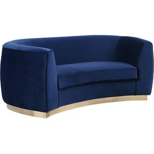 Pemberly Row Contemporary Upholstered Velvet Loveseat in Navy